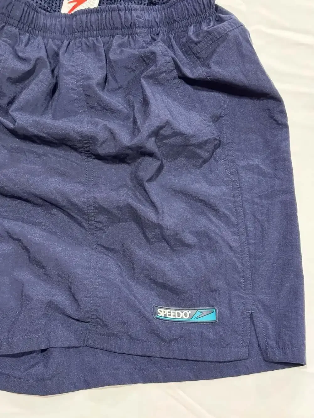 Vintage Y2K Speedo Nylon Athletic Swim Trunks Men's Size L Navy Blue